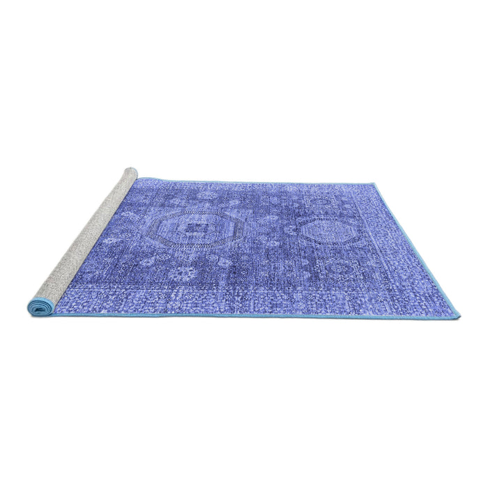 Sideview of Machine Washable Abstract Blue Modern Rug, wshabs2337blu