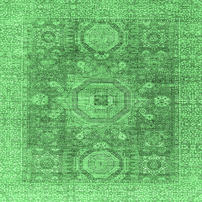 Square Abstract Emerald Green Modern Rug, abs2337emgrn