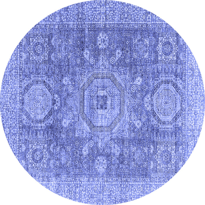 Round Machine Washable Abstract Blue Modern Rug, wshabs2337blu