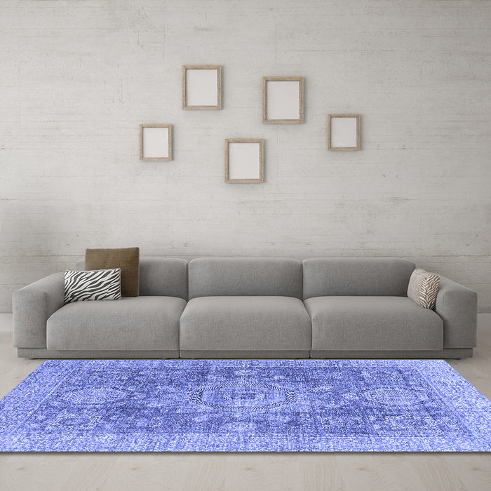 Machine Washable Abstract Blue Modern Rug in a Living Room, wshabs2337blu