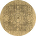 Round Abstract Brown Modern Rug, abs2337brn