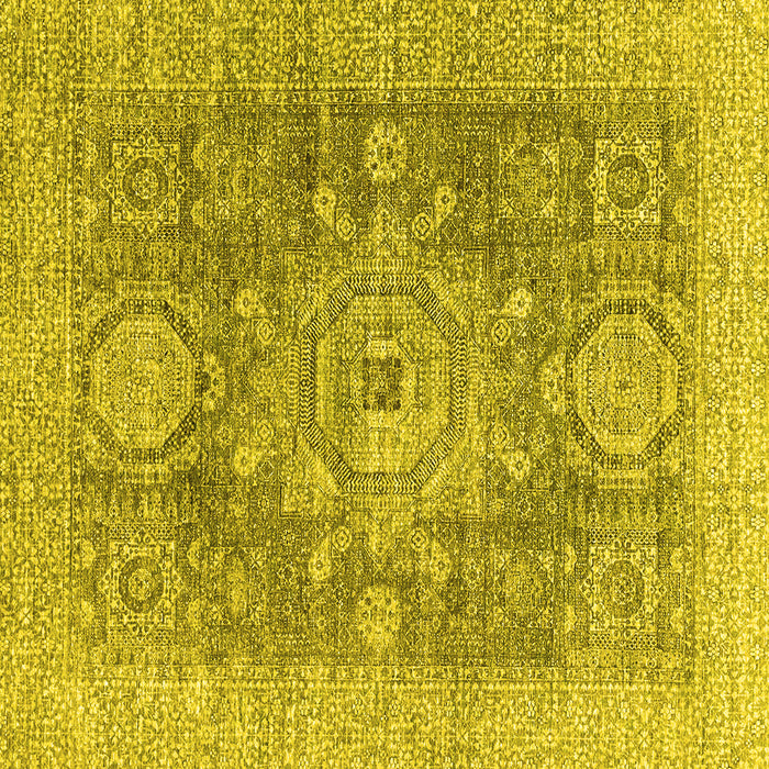Square Machine Washable Abstract Yellow Modern Rug, wshabs2337yw
