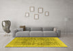 Machine Washable Abstract Yellow Modern Rug in a Living Room, wshabs2337yw