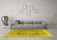 Machine Washable Abstract Yellow Modern Rug, wshabs2337yw