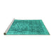 Sideview of Machine Washable Abstract Turquoise Modern Area Rugs, wshabs2338turq