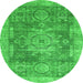 Round Abstract Green Modern Rug, abs2338grn