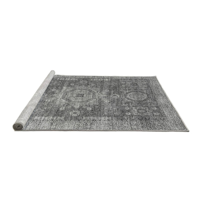 Sideview of Machine Washable Abstract Gray Modern Rug, wshabs2338gry