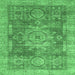 Square Machine Washable Abstract Emerald Green Modern Area Rugs, wshabs2338emgrn