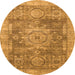 Round Abstract Orange Modern Rug, abs2338org