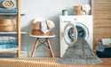 Machine Washable Abstract Ash Gray Rug in a Washing Machine, wshabs2338