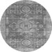 Round Abstract Gray Modern Rug, abs2338gry