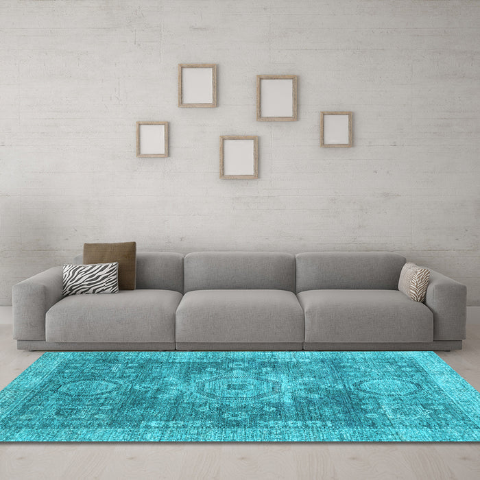 Machine Washable Abstract Light Blue Modern Rug in a Living Room, wshabs2338lblu