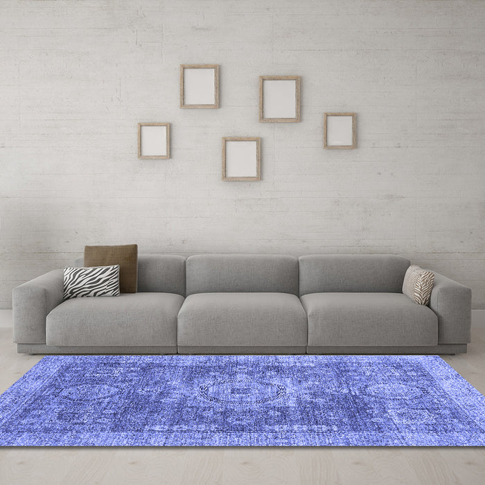 Machine Washable Abstract Blue Modern Rug in a Living Room, wshabs2338blu