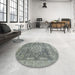 Round Abstract Ash Gray Modern Rug in a Office, abs2338