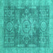 Square Machine Washable Abstract Turquoise Modern Area Rugs, wshabs2338turq