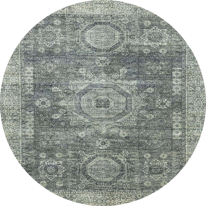 Round Machine Washable Abstract Ash Gray Rug, wshabs2338