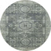 Round Machine Washable Abstract Ash Gray Rug, wshabs2338