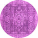 Round Machine Washable Abstract Pink Modern Rug, wshabs2338pnk