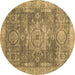 Round Abstract Brown Modern Rug, abs2338brn