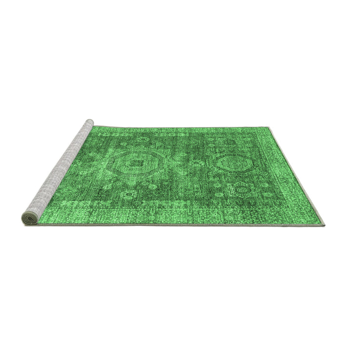 Sideview of Machine Washable Abstract Emerald Green Modern Area Rugs, wshabs2338emgrn