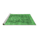 Sideview of Machine Washable Abstract Emerald Green Modern Area Rugs, wshabs2338emgrn