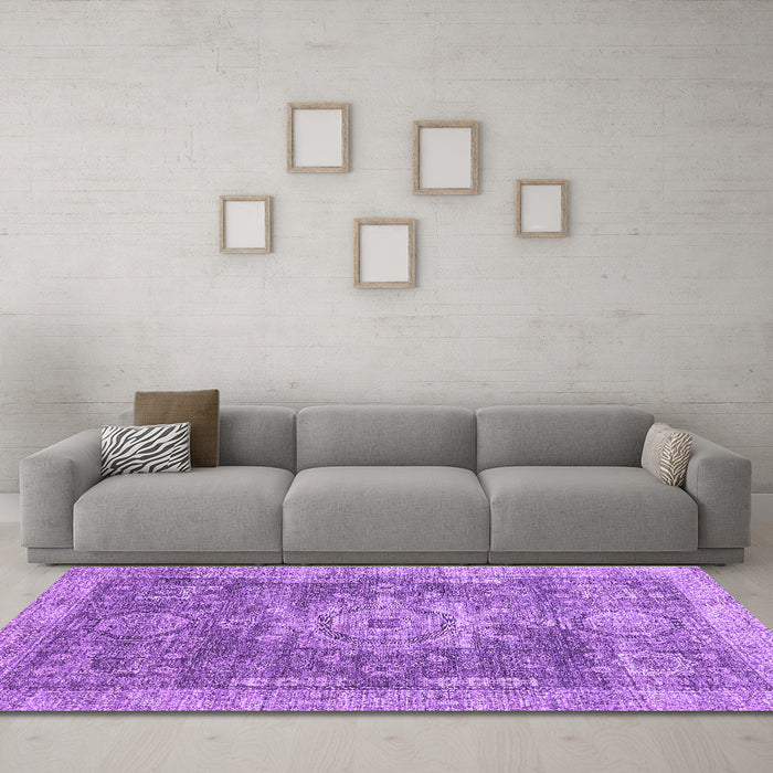 Machine Washable Abstract Purple Modern Area Rugs in a Living Room, wshabs2338pur