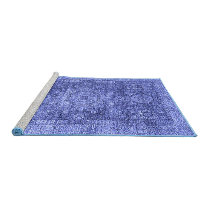Sideview of Machine Washable Abstract Blue Modern Rug, wshabs2338blu