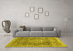 Machine Washable Abstract Yellow Modern Rug in a Living Room, wshabs2338yw