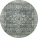 Round Abstract Ash Gray Modern Rug, abs2338