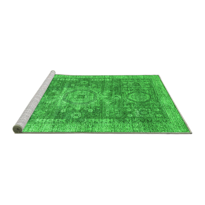 Sideview of Machine Washable Abstract Green Modern Area Rugs, wshabs2338grn