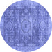 Round Abstract Blue Modern Rug, abs2338blu