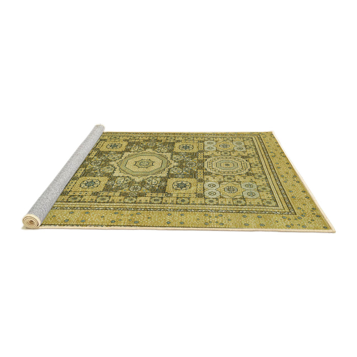 Sideview of Machine Washable Abstract Gen Brown Yellow Rug, wshabs2339