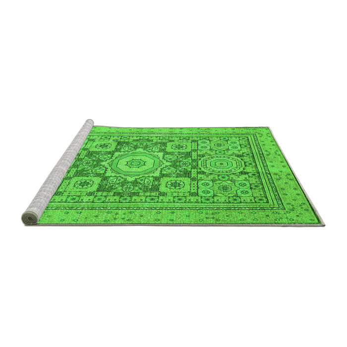 Sideview of Machine Washable Abstract Green Modern Area Rugs, wshabs2339grn
