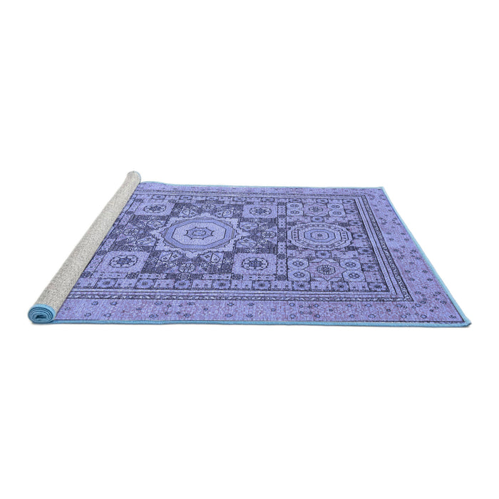 Sideview of Machine Washable Abstract Blue Modern Rug, wshabs2339blu
