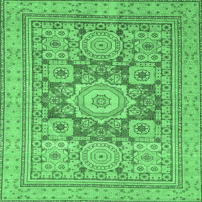 Square Abstract Emerald Green Modern Rug, abs2339emgrn
