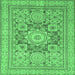 Square Abstract Emerald Green Modern Rug, abs2339emgrn