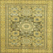 Square Machine Washable Abstract Gen Brown Yellow Rug, wshabs2339