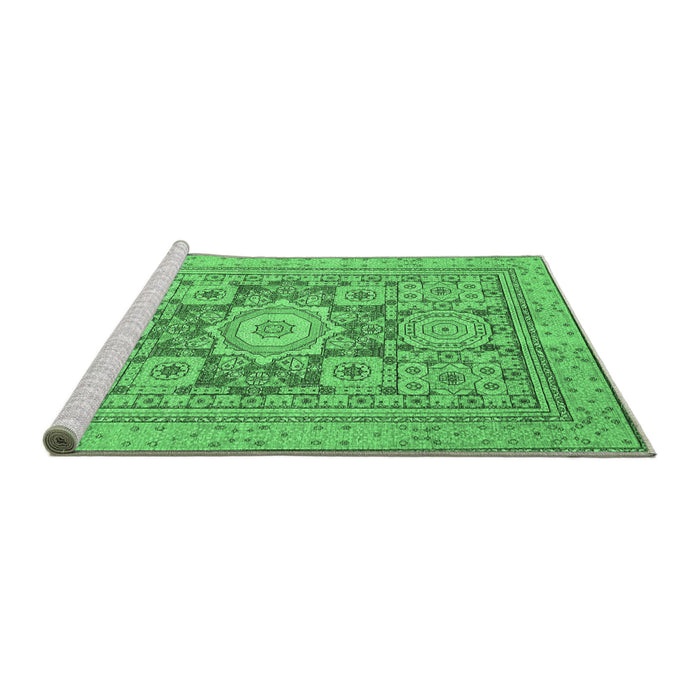 Sideview of Machine Washable Abstract Emerald Green Modern Area Rugs, wshabs2339emgrn