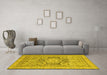 Machine Washable Abstract Yellow Modern Rug in a Living Room, wshabs2339yw