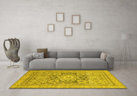 Machine Washable Abstract Yellow Modern Rug, wshabs2339yw