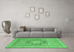 Machine Washable Abstract Emerald Green Modern Area Rugs in a Living Room,, wshabs2339emgrn