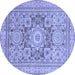 Round Abstract Blue Modern Rug, abs2339blu