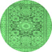 Round Abstract Emerald Green Modern Rug, abs2339emgrn