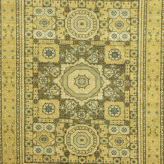 Machine Washable Abstract Gen Brown Yellow Rug, wshabs2339