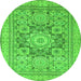 Round Abstract Green Modern Rug, abs2339grn