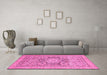 Machine Washable Abstract Pink Modern Rug in a Living Room, wshabs2339pnk