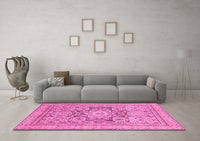 Machine Washable Abstract Pink Modern Rug, wshabs2339pnk