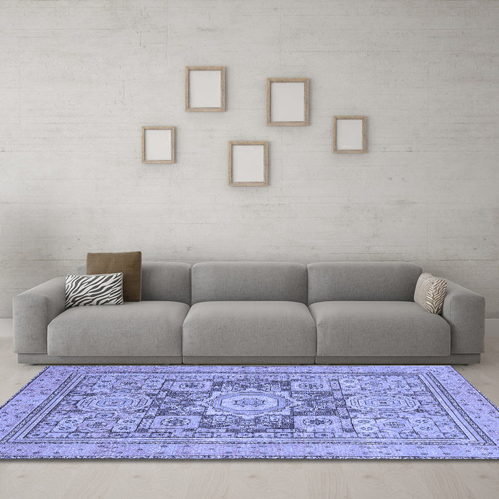 Machine Washable Abstract Blue Modern Rug in a Living Room, wshabs2339blu