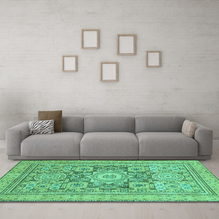 Machine Washable Abstract Turquoise Modern Area Rugs in a Living Room,, wshabs2339turq