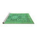 Sideview of Machine Washable Abstract Turquoise Modern Area Rugs, wshabs2339turq